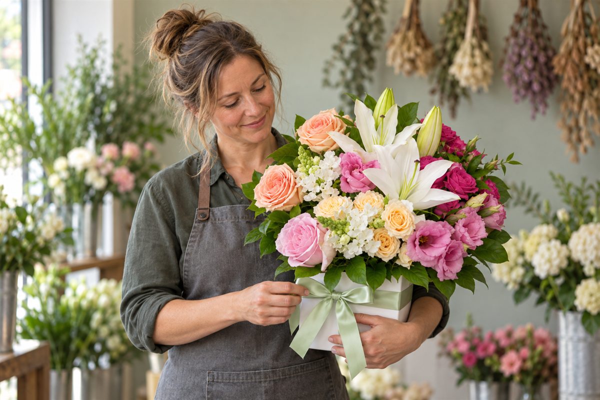 A professional florist at work